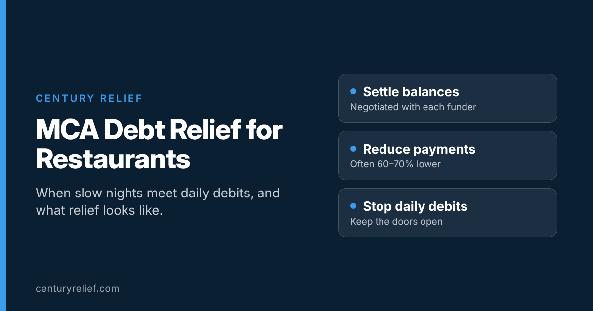 MCA debt relief for restaurants